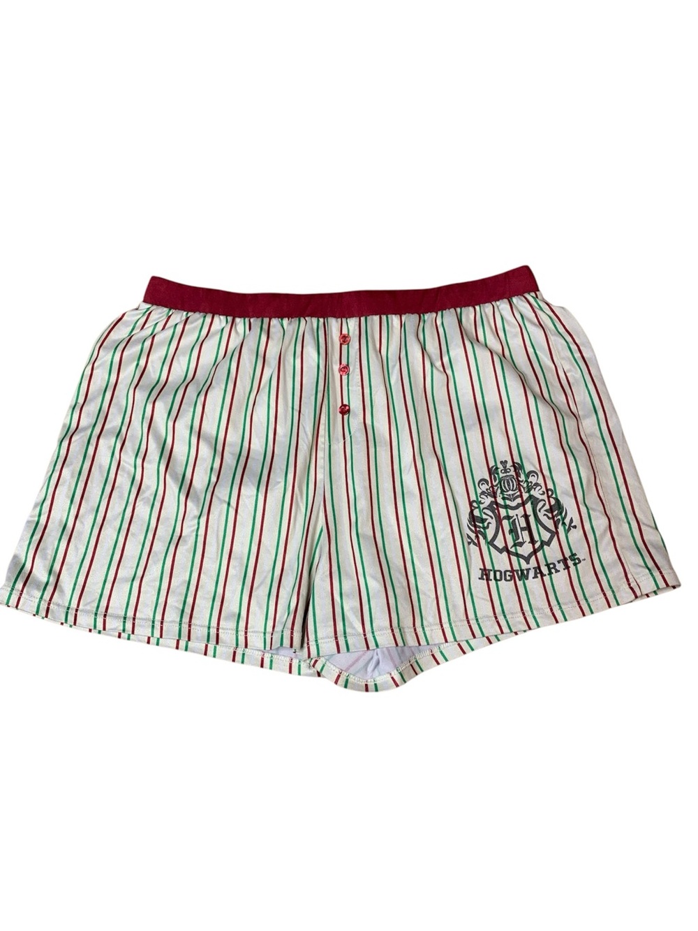 Harry Potter Hogwarts Striped Lounge Sleep Shorts Maroon Green Size Large